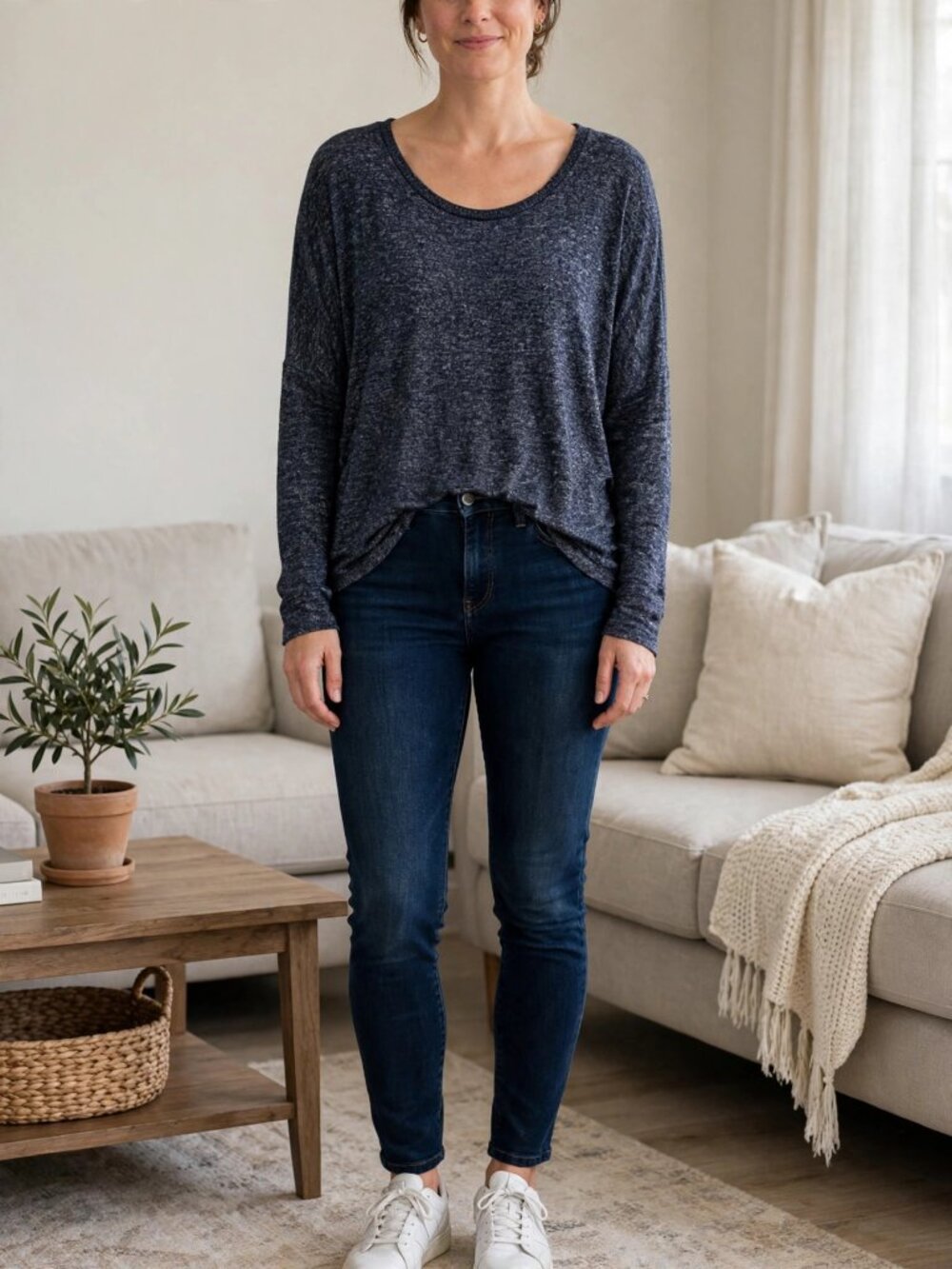 Soyaconcept Size L Gray Long Sleeve Knit Top